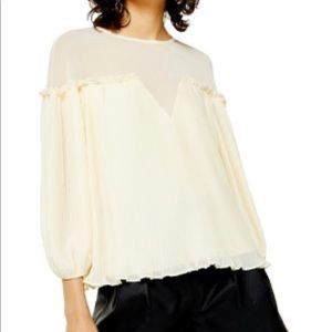 TopShop Cream Pleated Top SZ 6